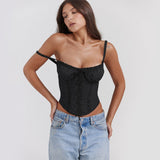 Women's top: amazon cross-border summer lace patchwork tie-up sexy european and american style top, hot girl camisole tank top for women