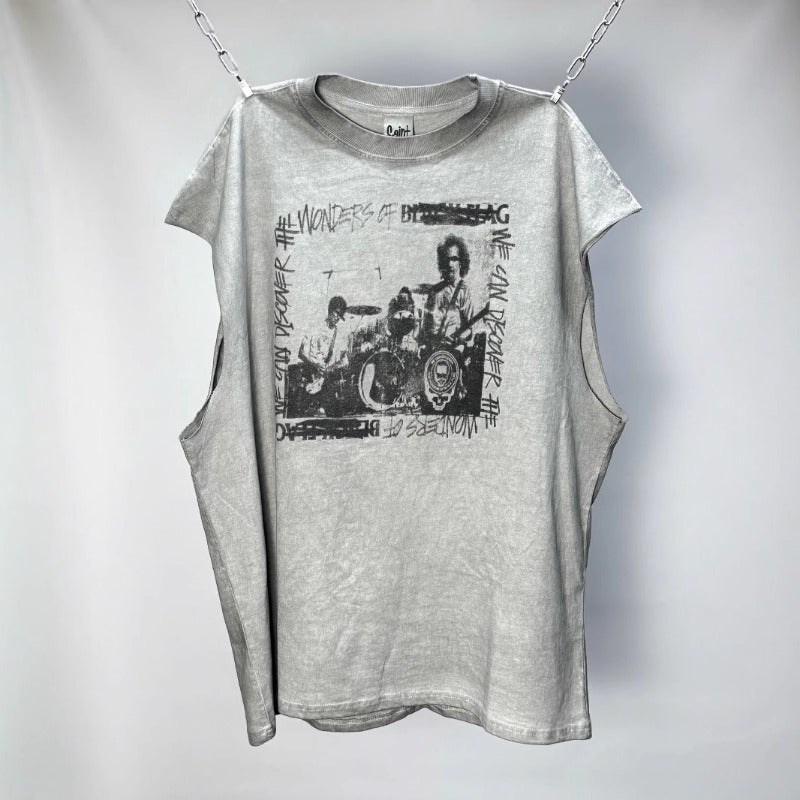 saint m t shirts  s.m collaboration band graphic crew neck short sleeve t-shirt - wholesale