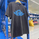 saint m t shirts  s.m. distressed angel graphic crew neck pullover short sleeve top - wholesale
