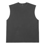 Etai men's clothing european and american fashionable brand high street heavy loose edge pure cotton t-shirt loose sleeveless neutralretro vest