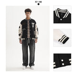 Etai men's american streetwear baseball jacket - premium color block fleece embroidered outerwear