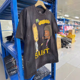 saint m t shirts  s.m cartoon suit portrait pattern crew neck pullover short sleeve one-piece wholesale
