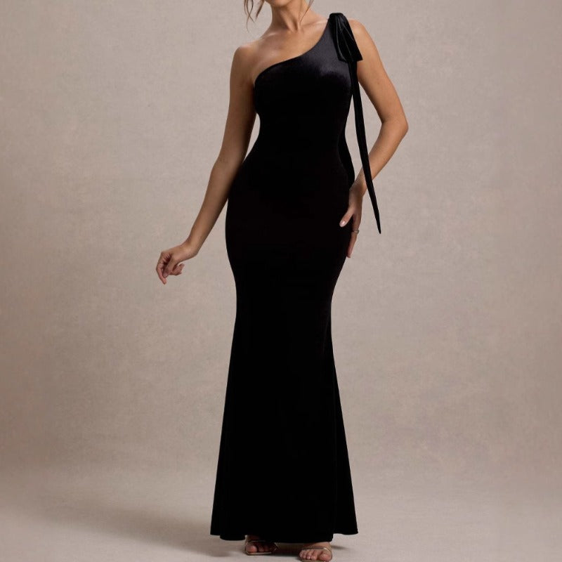 Women's dress - cross-border spring/summer export - solid color casual sexy one-shoulder comfortable slim-fit sleeveless bodycon dress