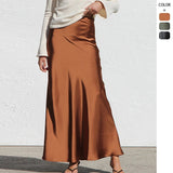 Women's dress - cross-border ready stock - wholesale european & american style elegant satin midi skirt - slimming, drapey, and high-quality