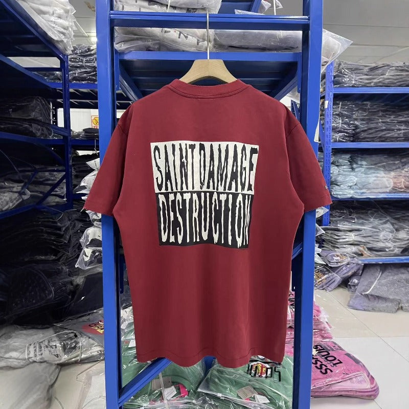 saint m t shirts  s.m superman letter graphic crew neck pullover short sleeve t-shirt - wholesale