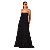 Women's dress - summer european & american style - backless, ruched, breathable, tie-up, ruffle hem maxi dress