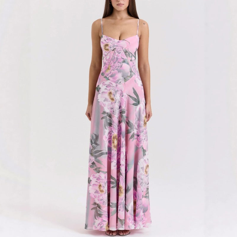 Women's dress: european and american cross-border sexy camisole dress, slim-fit backless maxi dress, women's summer evening gown