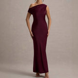 Women's dress - cross-border spring french chic sleeveless off-the-shoulder high-end slim-fit long maxi party dress