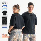 Etai men's clothing premium boxy fit heavyweight t-shirt - trendy men's apparel, solid color, small collar, 100% cotton short sleeve