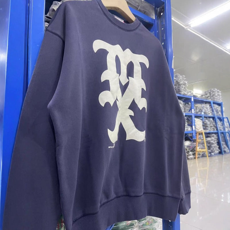 Saint m hoodie - autumn/winter s.m washed & distressed letter print crewneck sweatshirt - wholesale
