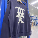 Saint m hoodie - autumn/winter s.m washed & distressed letter print crewneck sweatshirt - wholesale