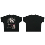 saint m t shirts  s.m character & letter graphic crew neck pullover short sleeve t-shirt - wholesale