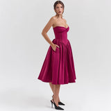 Women's dress: european and american style sexy bandeau dress - summer sweet & spicy hot girl skirt - high-end open back midi dress for export