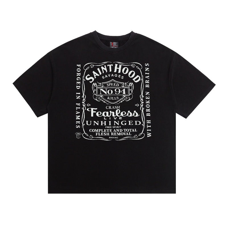 saint m t shirts  s.m skull heart graphic crew neck pullover short sleeve t-shirt - wholesale