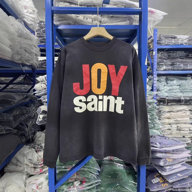 Saint m hoodie - autumn/winter s.m letter print distressed vintage crewneck long sleeve - wholesale
