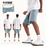 Personalizedretro washed denim shorts g high quality denim shorts trendy brand loose edge frayed denim shorts