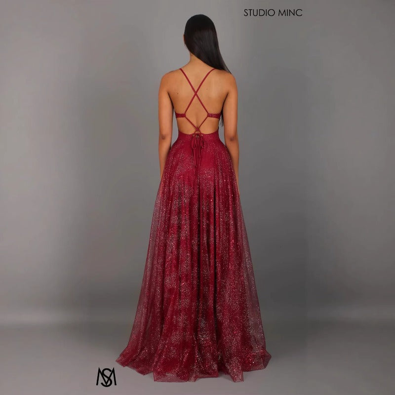 Women's dress - european & american cross-border fashion - amazon long sleeveless bandeau dress with gold accents, sexy spaghetti straps, and flowy skirt