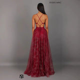 Women's dress - european & american cross-border fashion - amazon long sleeveless bandeau dress with gold accents, sexy spaghetti straps, and flowy skirt