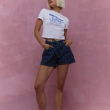 Women's high-waisted denim shorts - cross-border, hot girl summer style, european & american casual, straight leg, crochet detail, drawstring, amazon women's fashion