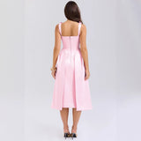 Women's summer dress - slim fit camisole maxi dress - european & american style fashion - solid color v-neck elegant dress