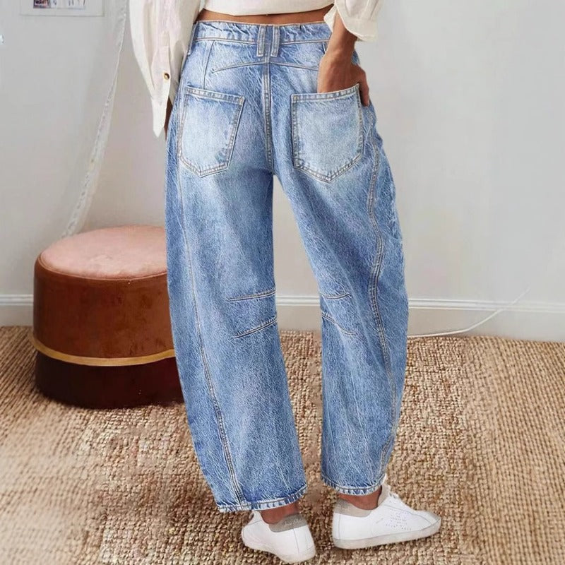 Women's pants - in stock - cross-border fashion - european & american retro - loose fit - high waist - straight leg - wide leg - jeans - trousers - women's