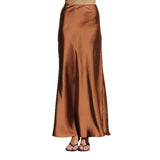 Women's dress - cross-border ready stock - wholesale european & american style elegant satin midi skirt - slimming, drapey, and high-quality
