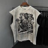 saint m t shirts  s.m cartoon harley pattern crew neck pullover tank top - wholesale
