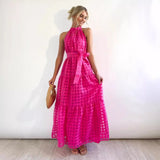 Women's dress - european and american style, summer casual, high-end sleeveless, cinched waist, flowy maxi dress, soft and elegant