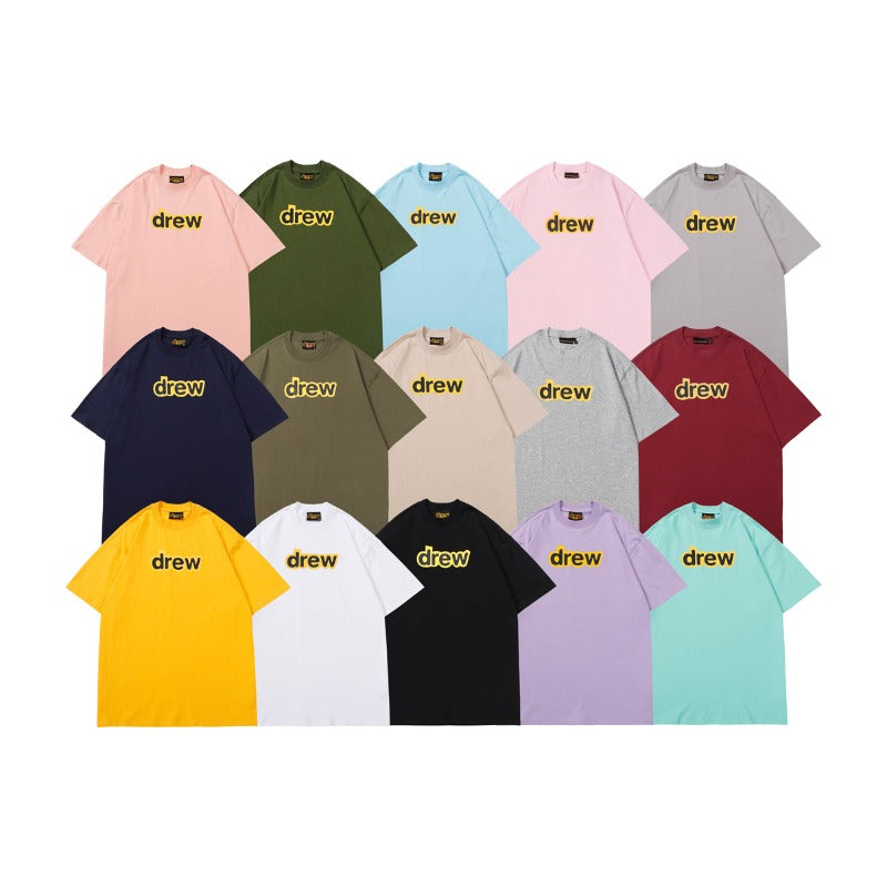 Drew house t-shirt - spring/summer collection - d@ew rubberized letter crew neck short sleeve tee