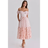 Women's dress - cross-border temu style - puff sleeve - amazon & independent website - ladies' floral print - pleated skirt