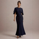 Women's dress - european & american style summer hot girl mid-sleeve cutout pleated dress - cinched waist, bodycon, sexy maxi dress
