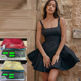 Women's dress - amazon us & europe spring/summer french chic high-end camisole solid color bowknot backless slip dress
