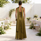 Women's dress - european & american style, sexy, slimming, backless, amazon-inspired bandeau, cinched waist, long formal gown