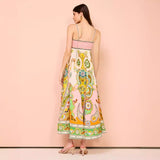 Women's summer dress: sexy spaghetti strap, high-waisted, flared maxi dress with elegant print - perfect for us & european marketplaces