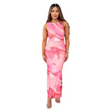 Women's dress - cross-border european & american style - spring/summer women's apparel - elegant & sexy printed slim-fit waist-defining high-end dress