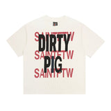 saint m t shirts  s.m letter print crew neck pullover short sleeve top - wholesale