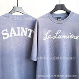 saint m t shirts  s.m french letter limited edition crew neck pullover short sleeve t-shirt - wholesale