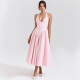 Women's dress - cross-border e-commerce, european & american style, spring collection, elegant v-neck halter neck sexy evening gown dress