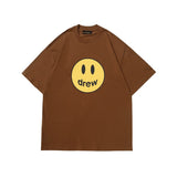 Drew house t-shirt - spring/summer collection - d@ew smiley face letter print crew neck pullover short sleeve - wholesale single piece