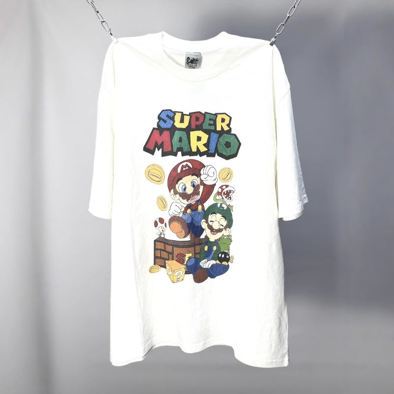 saint m t shirts  s.m. collaboration cartoon graphic crewneck short sleeve t-shirt - wholesale