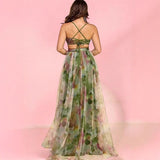 Women's dress - cross-border fashion spring/summer mesh print cami dress - ins style vacation casual party dress