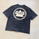 saint m t shirts  s.m collaboration letter print graphic washed vintage pullover crew neck short sleeve tee - wholesale