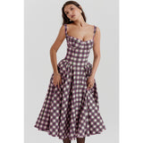 Women's summer amazon dress: french retro long dress, court style dopamine outfit, spaghetti strap dress for women