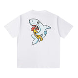 Drew house t shirt spring and summer d@ew cartoon shark pattern round neck pullover short sleeves