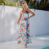 Women's dress - spring/summer collection - cross-border e-commerce - ebay, amazon, independent stores - export fashion - european & american style - floral print - maxi dress