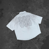 saint m t shirts Spring/autumn s.m rhinestone letter casual oversized shirt