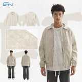 Etai men's clothing casual leather jacket - trendy brand, high-quality water ripple texture men's outerwear