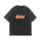 Drew house t-shirt - spring/summer collection - d@ew flame letter graphic - washed & distressed short sleeve - wholesale