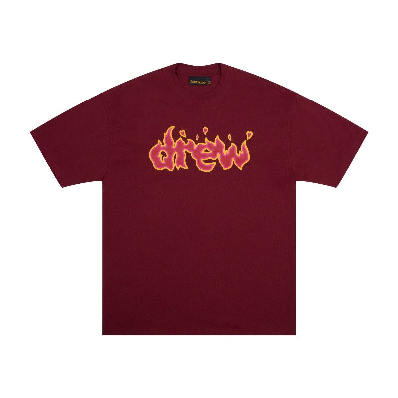 Drew house t-shirt - spring/summer collection - d@ew flame letter print crew neck pullover casual short sleeve