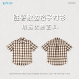 Etai men's fashion street style frayed hem plaid shirt - high quality, relaxed fit summer shirt for men